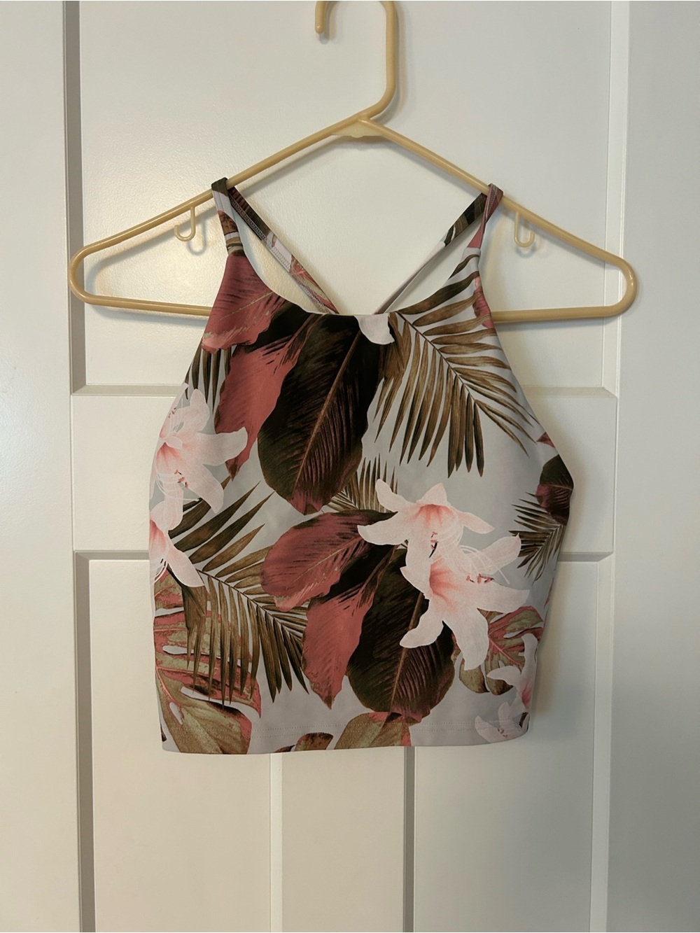 Floral Halter Crop Top in Pink and Green